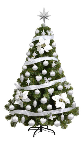 Árbol Navidad Canadian Luxe 1,50 + Kit 48 Pza Sheshu Navidad