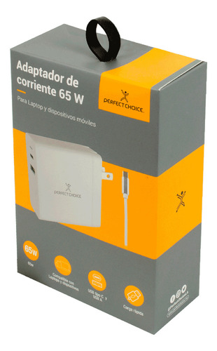 Cargador De Pared 65w Usb Y Tipo C Laptop Tablet /vc Color Blanco