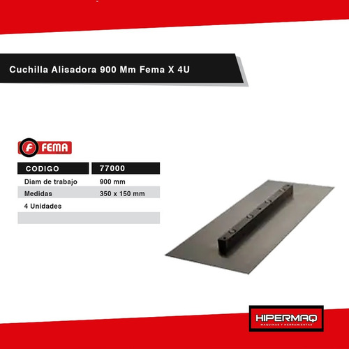Imagen 3 de 7 de Cuchilla Alisadora 900 Mm Fema X 4 Un 15x35