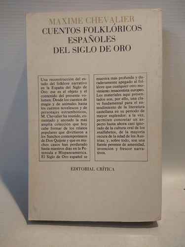 Cuentos Folkloricos Españoles Siglo De Oro Chevalier Critica (Usado)