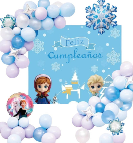 Decoración De Frozen Con Globos Para Cumpleaños