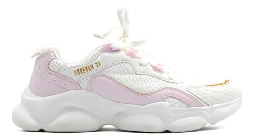Tenis Sneaker Forever 21 Original Mujer Blanco Chunky Comodo