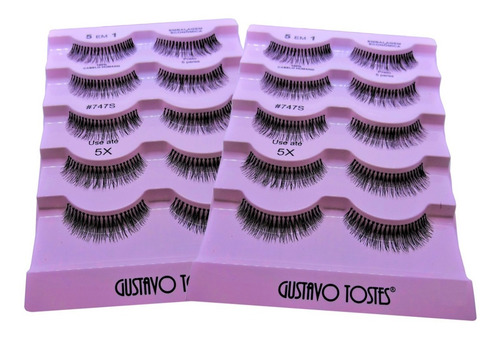 10 Cílios Postiços #747s Naturais 100% Cabelo Humano