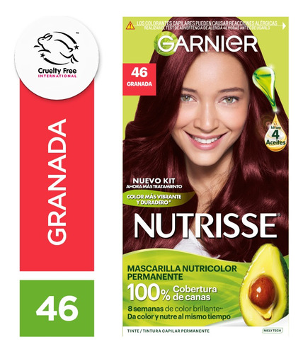 Kit De Tintura Permanente Nutrisse De Garnier Tono Tono 46 Granada