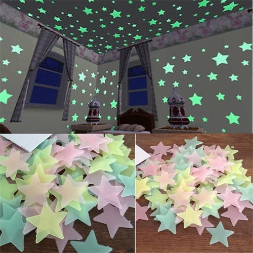 100 Pegatinas Murales Fluorescentes De Plástico Noctilucente