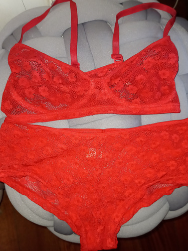 Conjunto Nuevo Encaje Elastizado Talle 90/95 C Culotte 