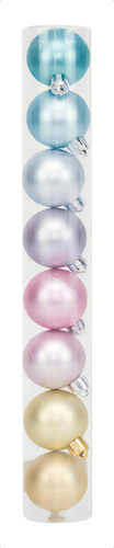 Bolas Em Tubo Rainbow Mate 8cm -8 Uni - Cromus Natal - Rizzo