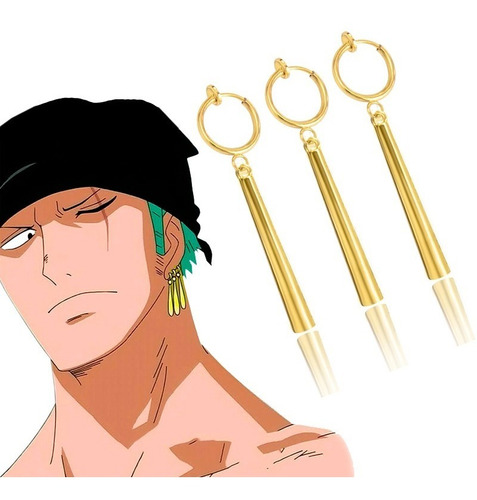 Aretes Pendientes One Piece, Roronoa Zoro, Sin Perforación