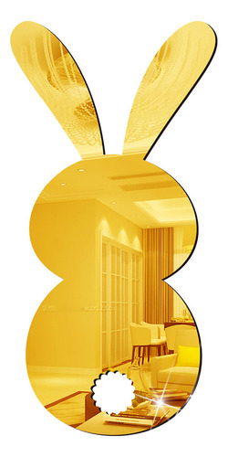 Adhesivos de pared acrílicos sin marco J 3D, espejo de color dorado