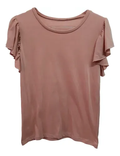 comprar Remera Nude Mangas Volados De Modal Escote Redondo
