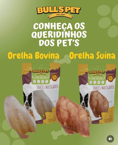 Kit 10 Petisco Cachorro Orelha Bovina Snacks Puresnacks