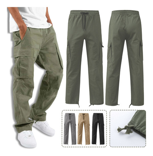 Pantalones Cargo Jogger Con Cordón De Hombre Moda Y Casual