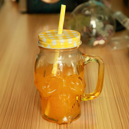 12pz Mason Jar Calavera Skull 16oz Tarro Vidrio Colores Tapa Color Amarillo