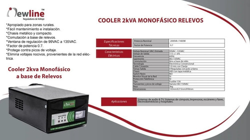 Imagen 3 de 3 de Regulador De Voltaje 2000va 2kva Computador Nevecon Cooler