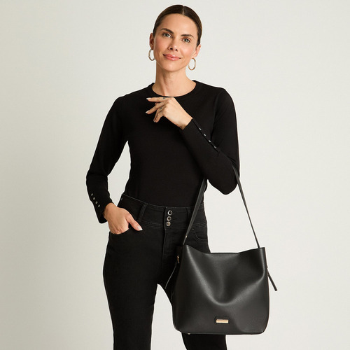 Cartera Rígida Con Un Strap Negro Accesorios Moda Mujer Negro