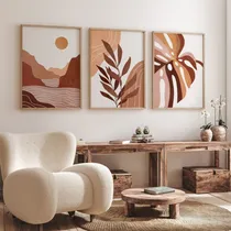 Comprar Set X3 Cuadros Completos Modernos Hojas Boho Botánica 33x43 