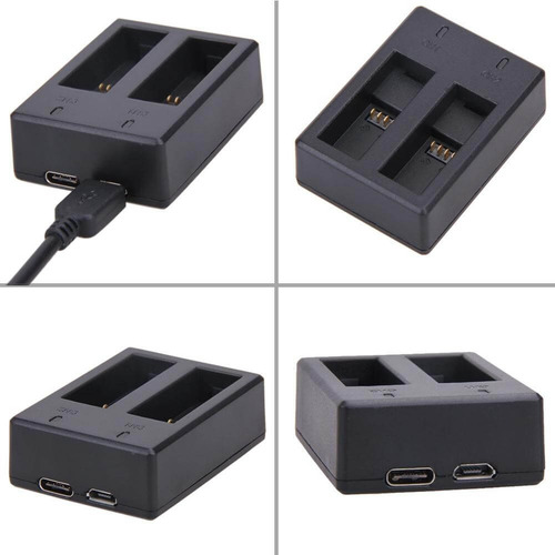 Carregador Duplo Para Bateria Gopro Ahdbt-501 / Hero7,6e5 Cor Preto