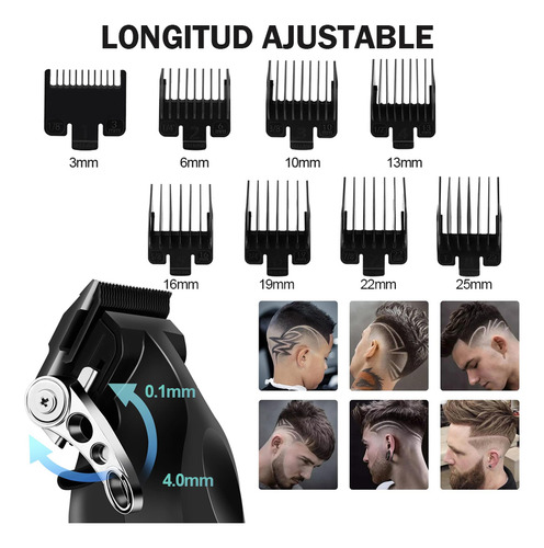 Maquina de corte cortadora de cabello kit kemei km-2296 Negro