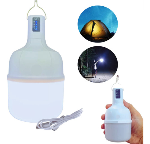 Lâmpada Luz De Emergência Lampião Led Recarregável Potente Para Barraca Camping Pesca Áreas Externas