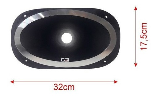 Imagem 4 de 5 de Corneta Kallaus Alumínio Boca Oval Cone Longo Preto Flange