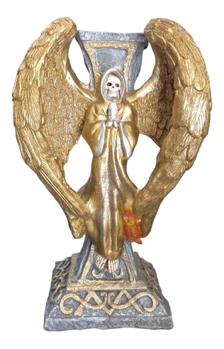 Figura Santa Muerte Con Alas Especial En Cruz 38 Cm Resina