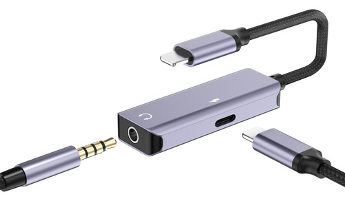 Adaptador Auricular A Aux 3.5 Y Carga Compatibl Para iPhone