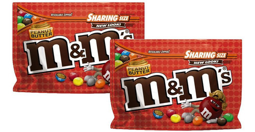 2 Chocolate Confeito M&m's Sabor Manteiga De Amendoim 272,2g