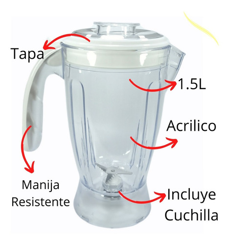 Imagen 3 de 9 de Vaso Jarra Licuadora Compatible Philips Cucina Hr2009