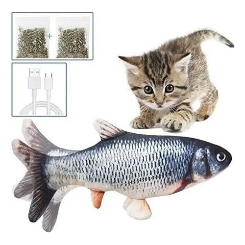  Pescado Juguete Mascota Con Movimiento Usb Para Gatos Hierb