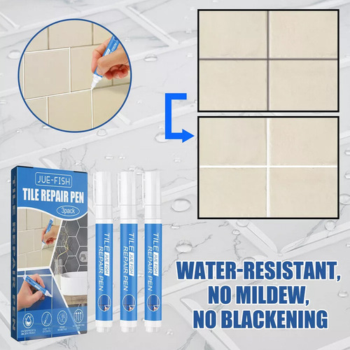 Conjunto De Canetas De Reparo Tile Grout Pen (3 Peças Branca