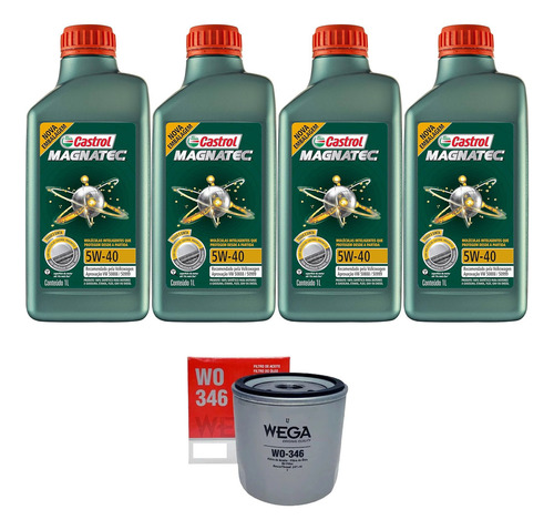 Kit Troca Óleo Castrol 5w40 Vw Tiguan 1.4 Tsi 2017/