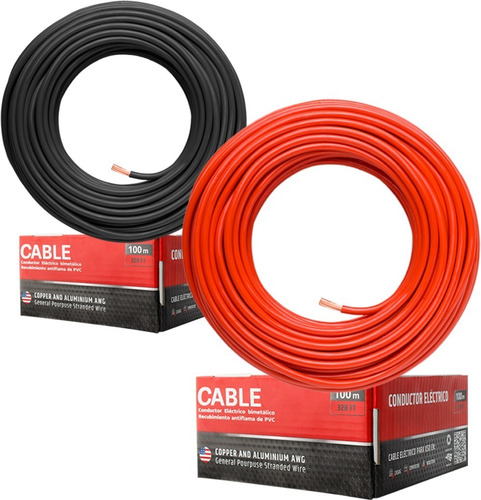 2 Cajas Cable Eléctrico Calibre 12 Con 100m C/u Para Casa