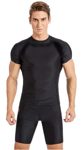 Camiseta Buzo Lycra Deportivo Hombre Manga Corta Fitness ¡
