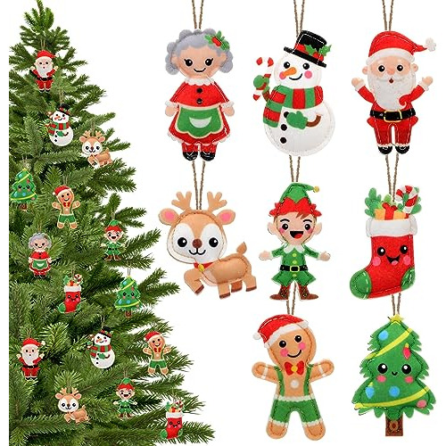 Conjunto De 8 Adornos De Fieltro 3d Navidad, Adornos Co...