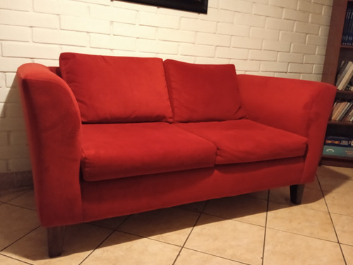 Living - Sofa 2 Sillones Felpa Rojo