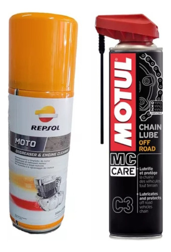 Repsol Degreaser & Engine Cleaner + Motul Mc Care C3