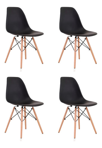 Silla Eames Dsw Clasicas Negra, 4 Unidades