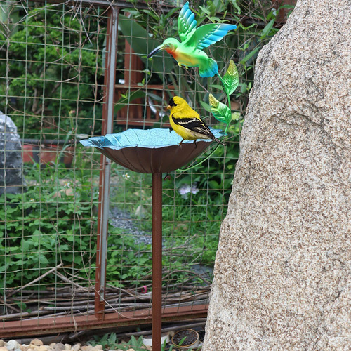 Bañera De Metal Para Pájaros Para Exterior, Comedero Para Pá