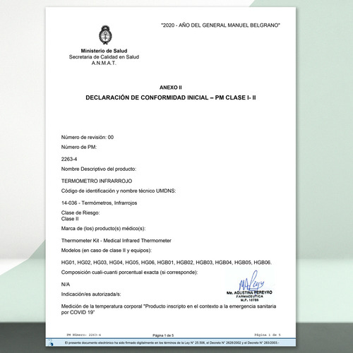 Termómetro Infrarrojo Digital Láser A Distancia Anmat Simela