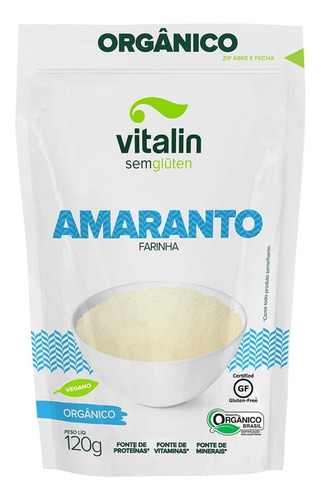 Farinha Amaranto Orgânico Vitalin Sem Glúten Vegano 
