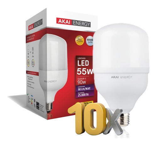 Lampara Foco Led Galponera Alta Potencia 55w Akai Pack 10u