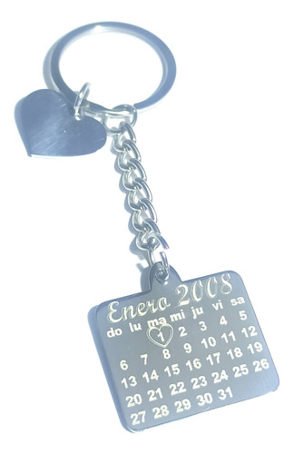 Imagen 3 de 7 de Llavero Acero Grabado Calendario Aniversario + Foto