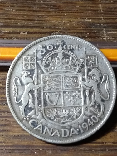 Moneda De Canadá 50 C 1940 11,5 G Plata