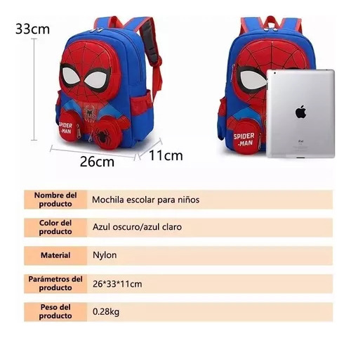 Fwefww Mochila Spider Man 3d Escolar Primaria M