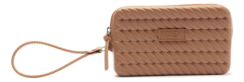 Bolsa De Mão Brizza Arezzo Feminina Acambamento dos ferragens Níquel Cor Marrom Correia de ombro Z1950700070007U UN Desenho do tecido Lisa