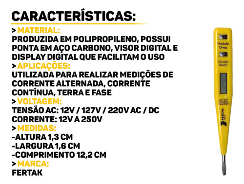 Teste Digital De Voltagem Corrente 12v A 250v Profissional