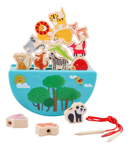 Bloques Apilables De Animales De Madera, Juego De