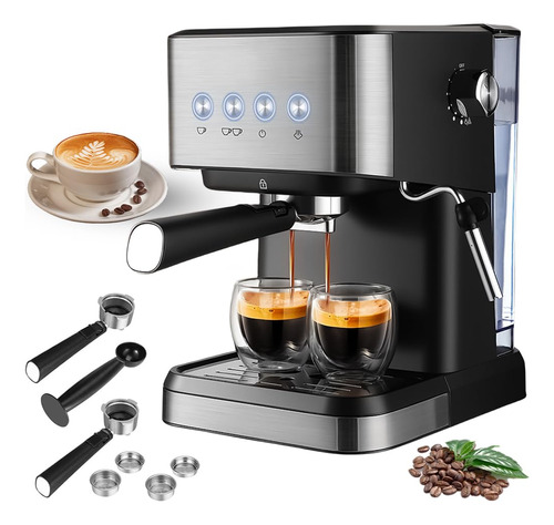 Cafetera Espresso 3 En 1 Con Espumador, 1.5l, Acero Inoxidab