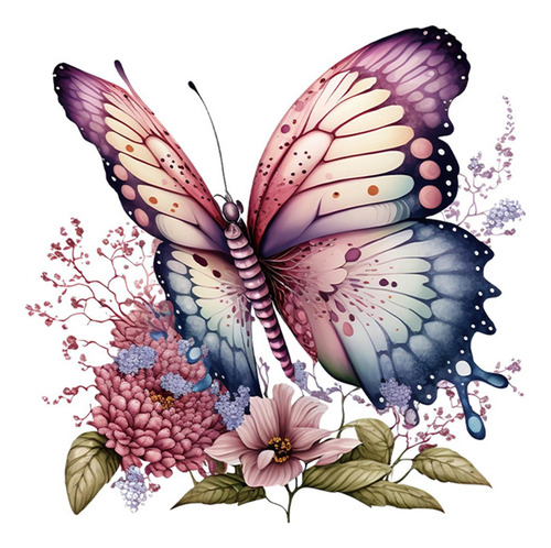 Mural De Pared Con Diseño De Mariposas Y Flores Para Sala