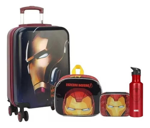 Kit Completo Malinha Escolar Iron Man Homem De Ferro Rodinha